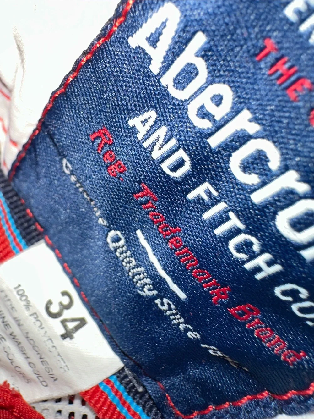 Abercrombie & Fitch Red Men’s Swim Board Shorts with Striped Waistband
